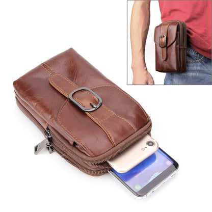6.3 inch and Below Universal Crazy Horse Texture Genuine Leather Men Vertical Style Case Waist Bag with Belt Hole for Sony, Huawei, Meizu, Lenovo, ASUS, Cubot, Oneplus, Xiaomi, Ulefone, Letv, DOOGEE, Vkworld, and other Smartphones(Brown) - More iPhone Cases by PMC Jewellery | Online Shopping South Africa | PMC Jewellery | Buy Now Pay Later Mobicred