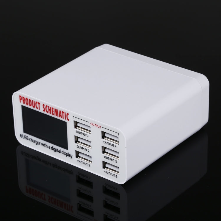 899 30W QC 3.0 6 USB Ports Fast Charger with LCD Digital Display, EU Plug - Multifunction Charger by PMC Jewellery | Online Shopping South Africa | PMC Jewellery | Buy Now Pay Later Mobicred