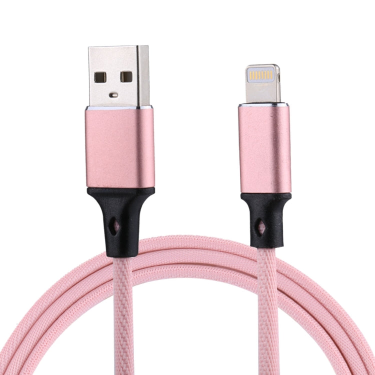 1m 2A USB to 8 Pin Nylon Weave Style Data Sync Charging Cable(Pink) - Normal Style Cable by PMC Jewellery | Online Shopping South Africa | PMC Jewellery | Buy Now Pay Later Mobicred