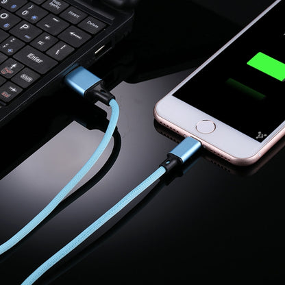 1m 2A USB to 8 Pin Nylon Weave Style Data Sync Charging Cable(Blue) - Normal Style Cable by PMC Jewellery | Online Shopping South Africa | PMC Jewellery | Buy Now Pay Later Mobicred