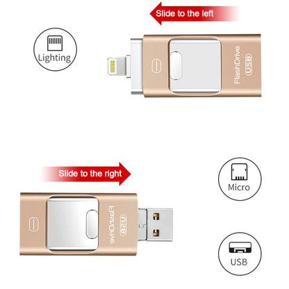 8GB USB 3.0 + 8 Pin + Mirco USB Android iPhone Computer Dual-use Metal Flash Drive (Rose Gold) - U Disk & Card Reader by PMC Jewellery | Online Shopping South Africa | PMC Jewellery | Buy Now Pay Later Mobicred