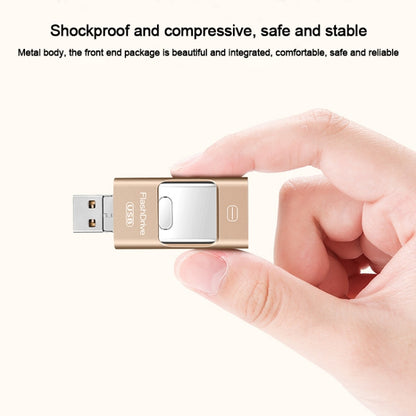 128GB USB 3.0 + 8 Pin + Mirco USB Android iPhone Computer Dual-use Metal Flash Drive (Silver) - U Disk & Card Reader by PMC Jewellery | Online Shopping South Africa | PMC Jewellery | Buy Now Pay Later Mobicred