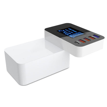 CDA33Q 40W QC 3.0 USB + 3 USB Ports + USB-C / Type-C Ports Multi-function Charger with LED Display, EU Plug - Multifunction Charger by PMC Jewellery | Online Shopping South Africa | PMC Jewellery | Buy Now Pay Later Mobicred