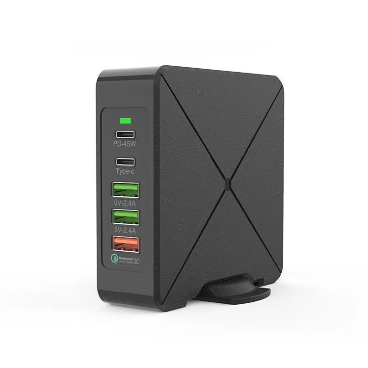 F88 3 x USB + 2 x USB-C / Type-C Ports QC3.0 Desktop Charger - free shipping - PMC Jewellery - Order now!