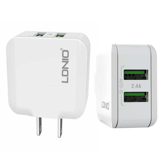 LDNIO A2201 2.4A Dual USB Charging Head Travel Direct Charge Mobile Phone Adapter Charger With Type-C Data Cable (US Plug) - USB Charger by LDNIO | Online Shopping South Africa | PMC Jewellery | Buy Now Pay Later Mobicred