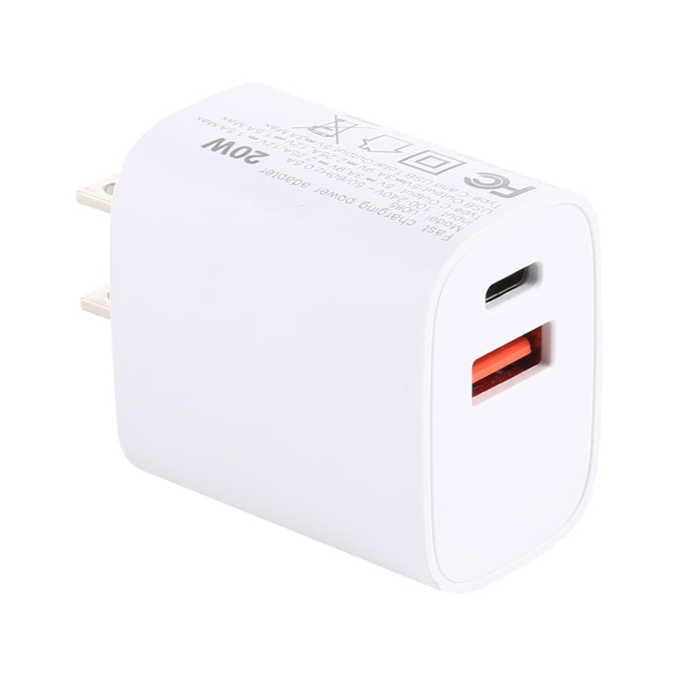 U085 20W USB + Type-C Fast Charging Travel Power Adapter, US Plug - USB Charger by PMC Jewellery | Online Shopping South Africa | PMC Jewellery | Buy Now Pay Later Mobicred