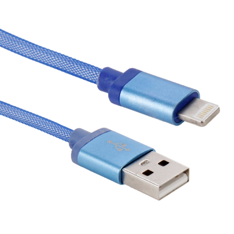 1m Net Style Metal Head 8 Pin to USB Data / Charger Cable(Blue) - free shipping - PMC Jewellery - Order now!