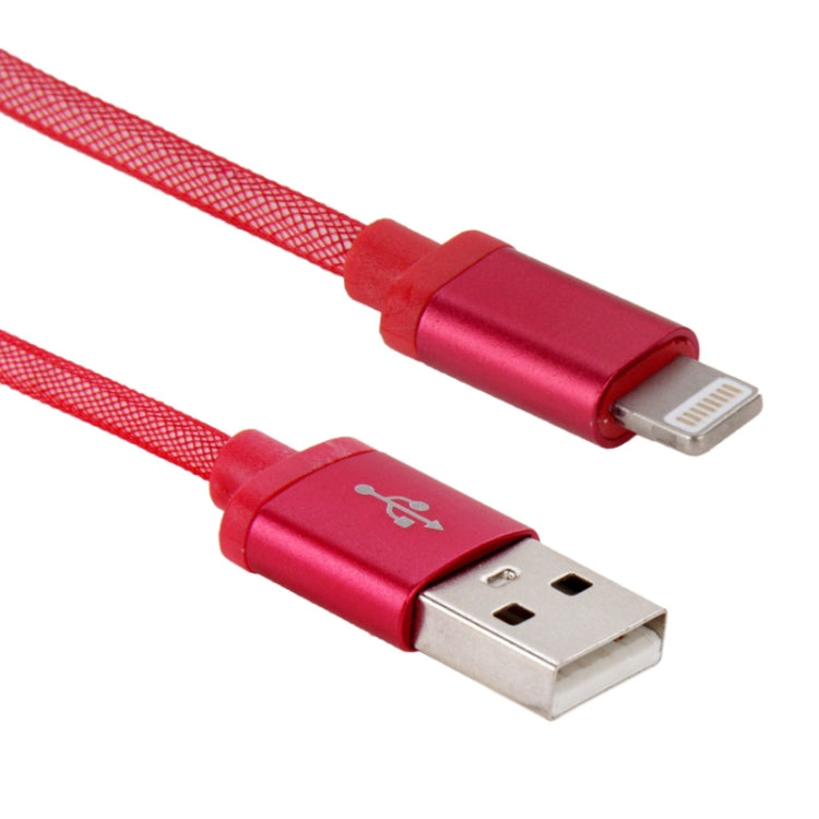 1m Net Style Metal Head 8 Pin to USB Data / Charger Cable(Red) - Normal Style Cable by PMC Jewellery | Online Shopping South Africa | PMC Jewellery | Buy Now Pay Later Mobicred