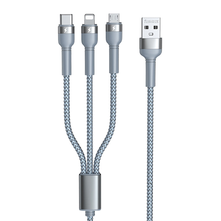 REMAX RC-124th Jany Series 3.1A 3 in 1 USB to Type-C + 8 Pin + Micro USB Charging Cable, Cable Length: 1.2m(Silver) - Multifunction Cable by REMAX | Online Shopping South Africa | PMC Jewellery | Buy Now Pay Later Mobicred