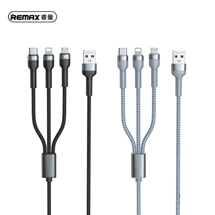 REMAX RC-124th Jany Series 3.1A 3 in 1 USB to Type-C + 8 Pin + Micro USB Charging Cable, Cable Length: 1.2m(Silver) - Multifunction Cable by REMAX | Online Shopping South Africa | PMC Jewellery | Buy Now Pay Later Mobicred