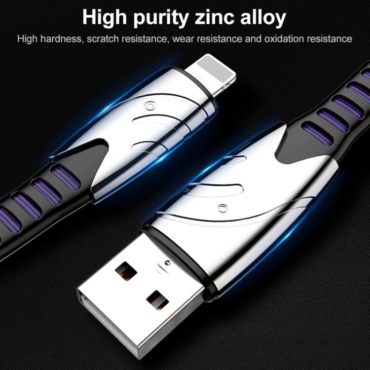 K051 1.2m 3 in 1 USB to 8 Pin + USB-C / Type-C + Micro USB Shark Fabric Data Cable(Blue) - free shipping - PMC Jewellery - Order now!