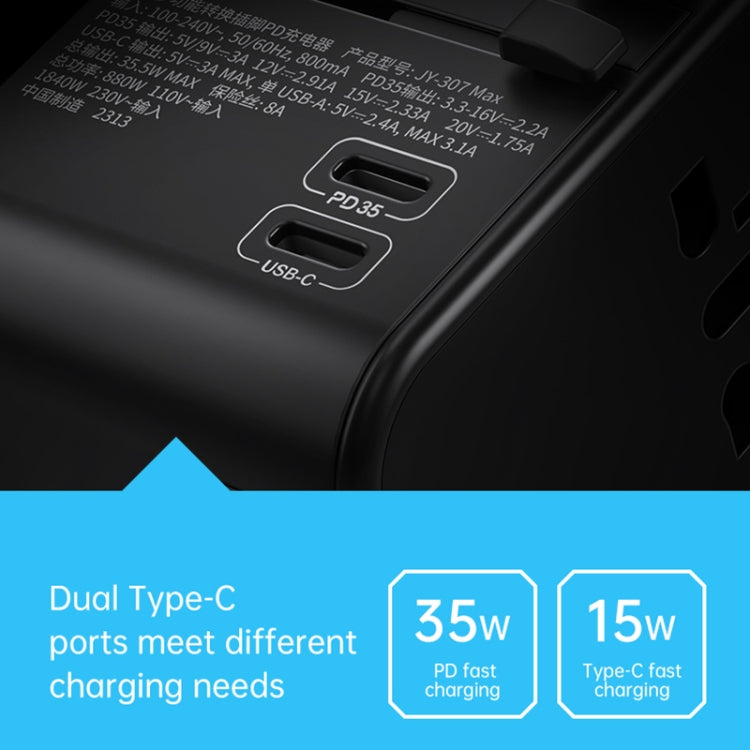 ROCK T62 35.5W Global Travel Multifunctional Plug PD Charger Power Adapter(Black) - free shipping - PMC TechLife - Order now!