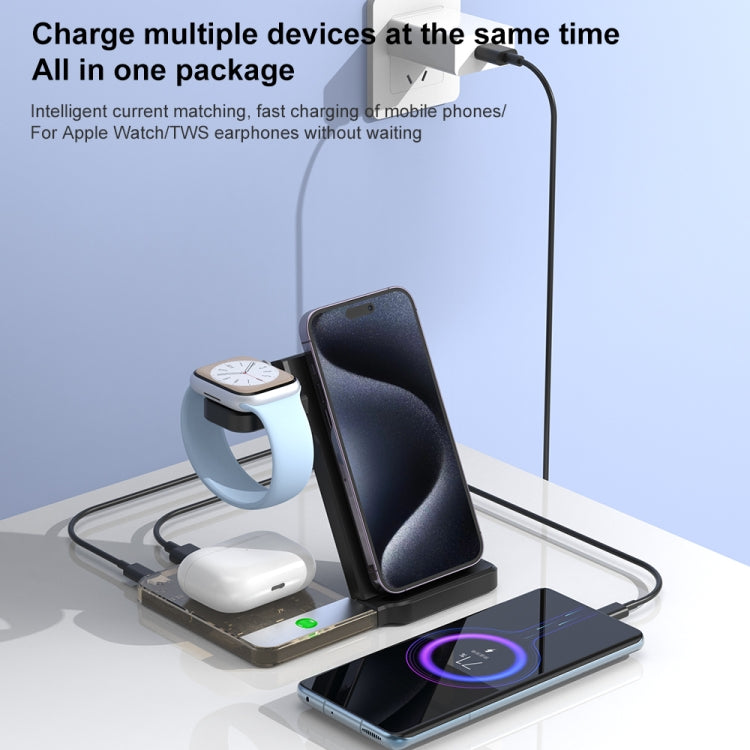 U17 15W 5 in 1 Folding Magnetic Wireless Charger with Night Light (Black) - free shipping - PMC Jewellery - Order now!