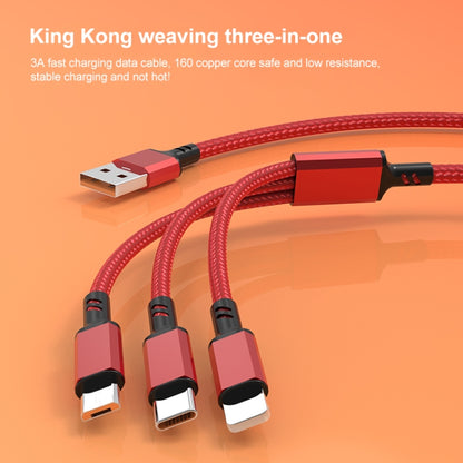 Orange Plug 3A 3 in 1 USB to Type-C / 8 Pin / Micro USB Fast Charging Cable, Cable Length: 1.2m(Black) - Multifunction Cable by PMC Jewellery | Online Shopping South Africa | PMC Jewellery | Buy Now Pay Later Mobicred