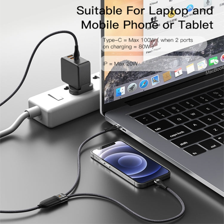 Yesido CA87 2 in 1 USB-C / Type-C to 8 Pin + USB-C / Type-C Fast Charging Cable, Length: 1.2m - 2 in 1 Cable by Yesido | Online Shopping South Africa | PMC Jewellery | Buy Now Pay Later Mobicred