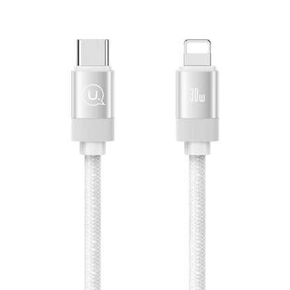 USAMS US-SJ705 Type-C to 8 Pin 30W Fast Charge Magnetic Data Cable, Length: 1m (Silver) - 2 in 1 Cable by USAMS | Online Shopping South Africa | PMC Jewellery | Buy Now Pay Later Mobicred