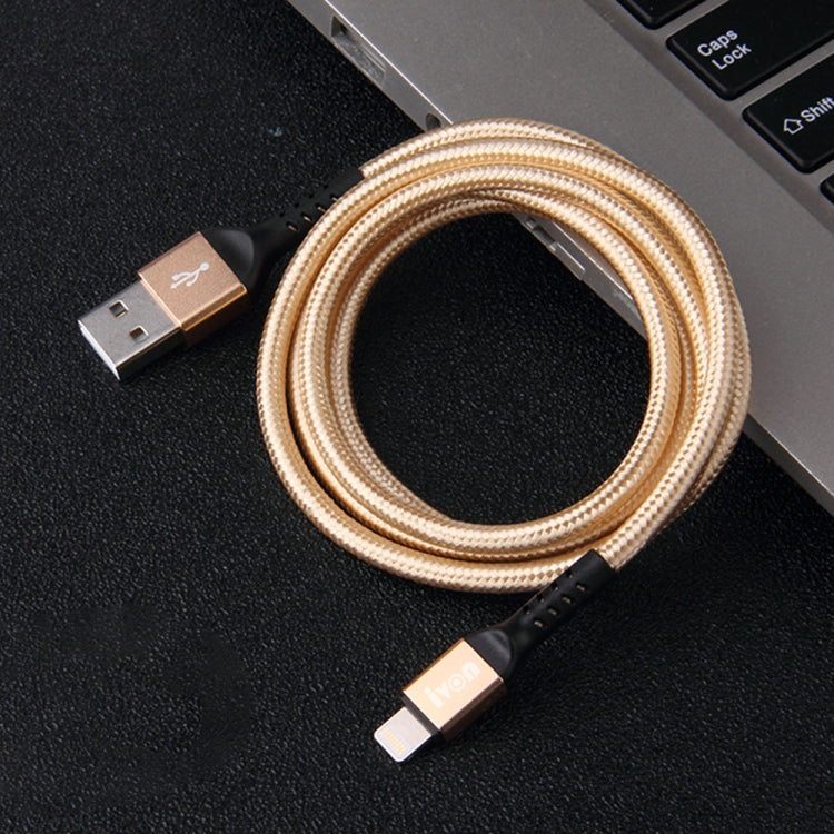 IVON CA89 2.1A USB to 8 Pin Braid Fast Charge Data Cable, Cable Length: 1m(Gold) - free shipping - PMC Jewellery - Order now!