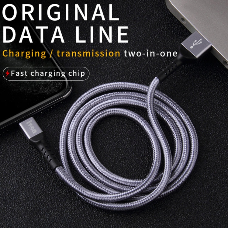 IVON CA89 2.1A USB to 8 Pin Braid Fast Charge Data Cable, Cable Length: 1m(Gold) - free shipping - PMC Jewellery - Order now!