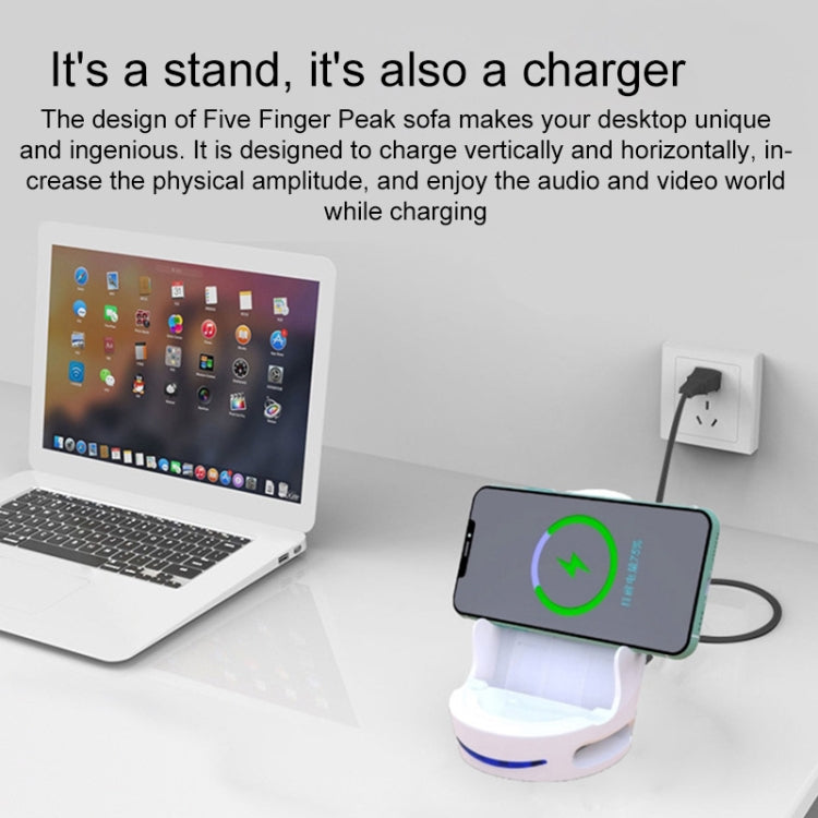 V8 15W Five-finger Sofa Phone Magnetic Suction Wireless Charger Stand (White) - free shipping - PMC Jewellery - Order now!