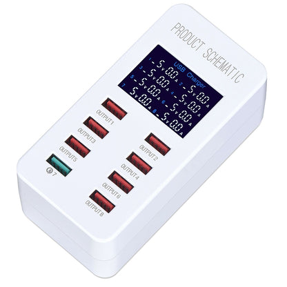 A8 50W 8 Ports USB + QC3.0 Smart Charging Station with Digital Display AC100-240V, EU Plug - Multifunction Charger by PMC Jewellery | Online Shopping South Africa | PMC Jewellery | Buy Now Pay Later Mobicred