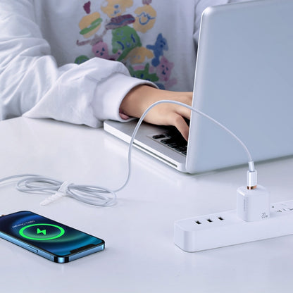 USAMS US-SJ484 U63 Type-C / USB-C to 8 Pin PD 20W Smooth Aluminum Alloy Fast Charging Data Cable, Length: 1.2m(White) - Normal Style Cable by USAMS | Online Shopping South Africa | PMC Jewellery | Buy Now Pay Later Mobicred