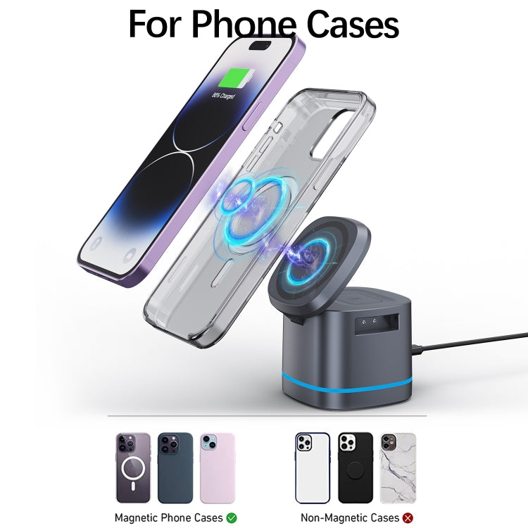 H32 15W 3 in 1 Magnetic Multifunctional Wireless Charger (Grey) - Wireless Charger by PMC TechLife | Online Shopping South Africa | PMC TechLife
