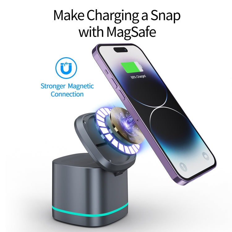H32 15W 3 in 1 Magnetic Multifunctional Wireless Charger (Grey) - Wireless Charger by PMC TechLife | Online Shopping South Africa | PMC TechLife