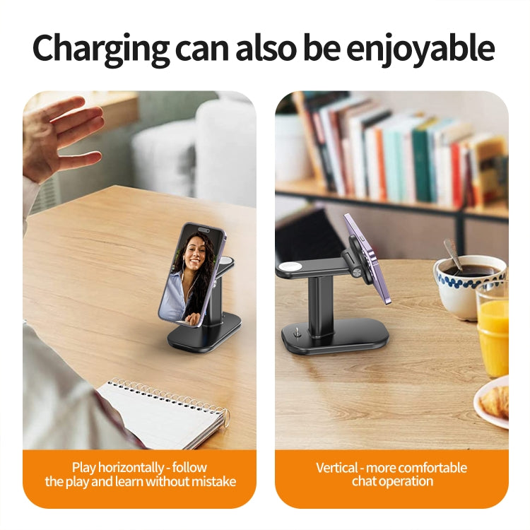 JJT-A70 15W 3 in 1 Multifunctional Magnetic Wireless Charging Holder (White) - Wireless Charger by PMC Jewellery | Online Shopping South Africa | PMC Jewellery | Buy Now Pay Later Mobicred