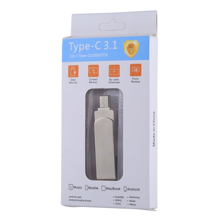 RQW-10X 3 in 1 USB 2.0 & 8 Pin & USB-C / Type-C 32GB Flash Drive, for iPhone & iPad & iPod & Most Android Smartphones & PC Computer - U Disk & Card Reader by PMC Jewellery | Online Shopping South Africa | PMC Jewellery | Buy Now Pay Later Mobicred