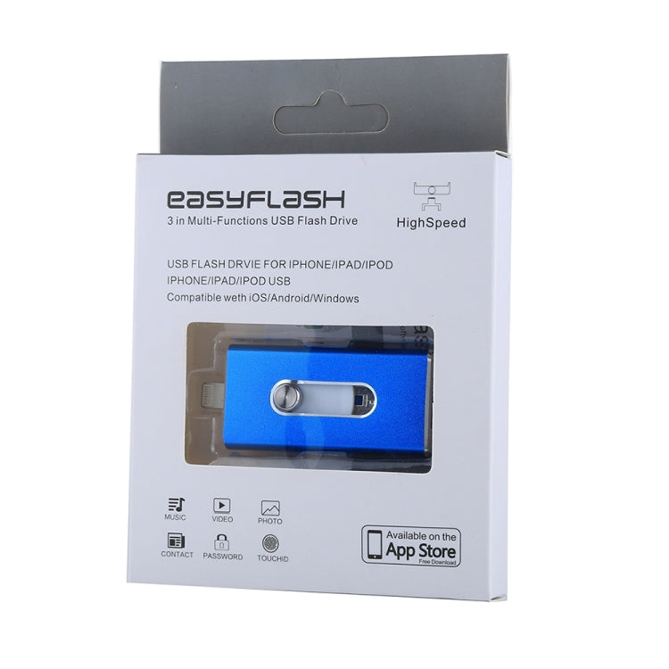 RQW-02  3 in 1 USB 2.0 & 8 Pin & Micro USB 16GB Flash Drive(Blue) - U Disk & Card Reader by PMC Jewellery | Online Shopping South Africa | PMC Jewellery | Buy Now Pay Later Mobicred