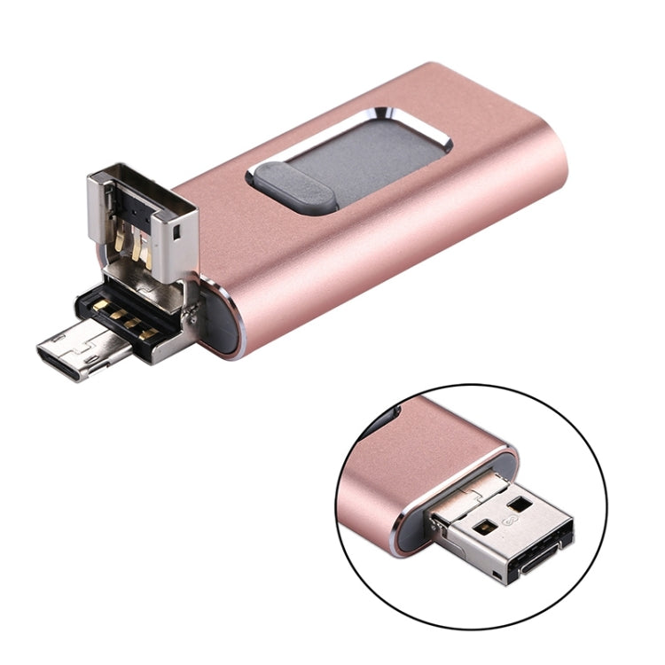 easyflash RQW-01B 3 in 1 USB 2.0 & 8 Pin & Micro USB 32GB Flash Drive(Rose Gold) - U Disk & Card Reader by PMC Jewellery | Online Shopping South Africa | PMC Jewellery | Buy Now Pay Later Mobicred