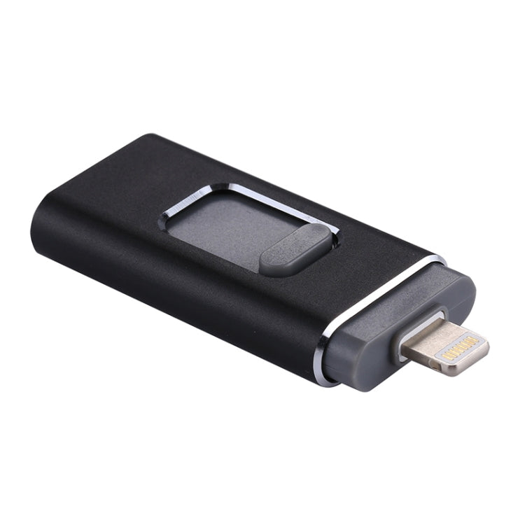 easyflash RQW-01B 3 in 1 USB 2.0 & 8 Pin & Micro USB 64GB Flash Drive(Black) - U Disk & Card Reader by PMC Jewellery | Online Shopping South Africa | PMC Jewellery | Buy Now Pay Later Mobicred