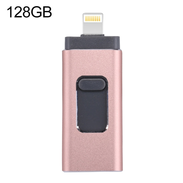 easyflash RQW-01B 3 in 1 USB 2.0 & 8 Pin & Micro USB 128GB Flash Drive(Rose Gold) - U Disk & Card Reader by PMC Jewellery | Online Shopping South Africa | PMC Jewellery | Buy Now Pay Later Mobicred