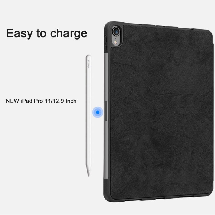 Horizontal Flip Leather Case with Pen Slot  Three-folding Holder & Wake-up / Sleep Function for iPad Air 13 2024 / Pro 12.9 (2018)(Blue) - More iPad Cases by PMC TechLife | Online Shopping South Africa | PMC TechLife | Buy Now Pay Later Mobicred