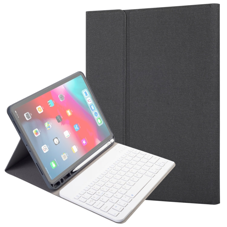 RK11 For iPad Pro 11 inch Silk Texture Detachable Plastic Bluetooth Keyboard Leather Tablet Case with Pen Slot & Stand Function(Black) - For iPad Pro by PMC TechLife | Online Shopping South Africa | PMC TechLife