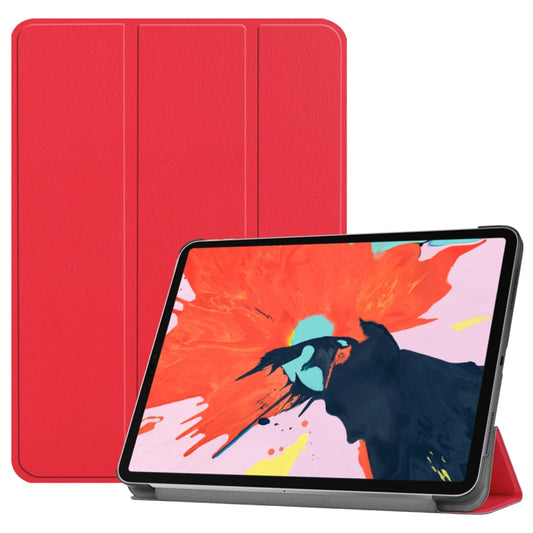 Custer Texture Horizontal Flip PU Leather Case for iPad Air 13 2024 / iPad Pro 12.9 inch (2018), with Three-folding Holder & Sleep / Wake-up Function(Red) - iPad Pro 12.9 (2018) Cases by PMC Jewellery | Online Shopping South Africa | PMC Jewellery | Buy Now Pay Later Mobicred