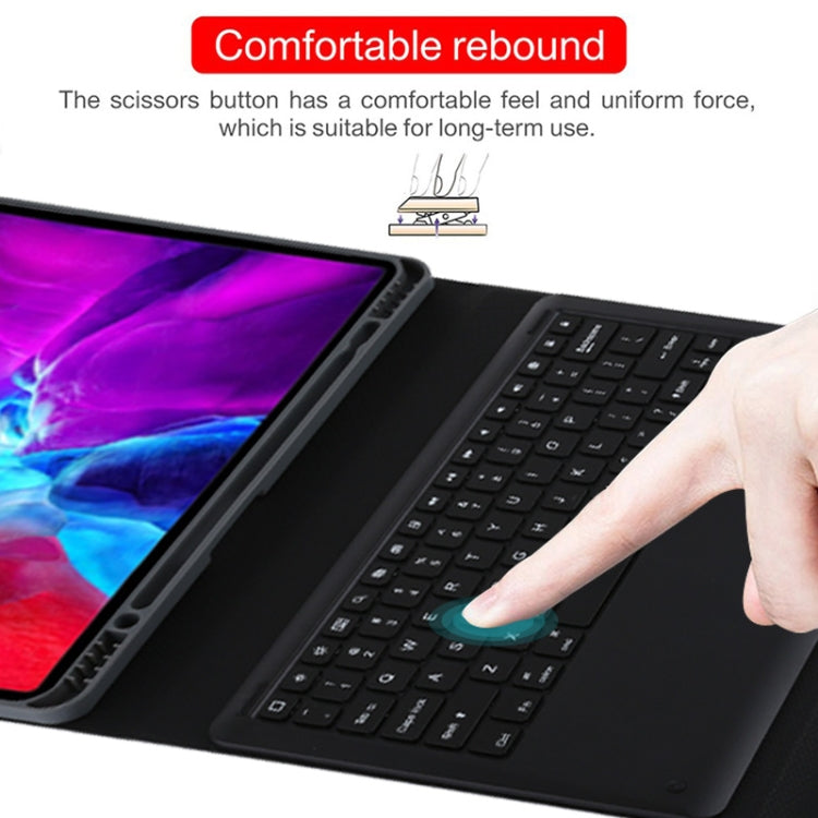 T129 Detachable Bluetooth Black Keyboard Microfiber Leather Tablet Case for iPad Pro 12.9 inch (2020), with Holder (Purple) - For iPad Pro by PMC TechLife | Online Shopping South Africa | PMC TechLife
