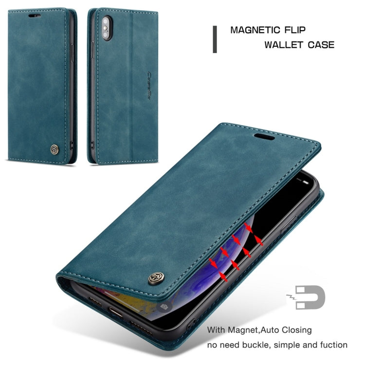 For iPhone XS Max CaseMe-013 Multifunctional Retro Frosted Horizontal Flip Leather Case with Card Slot & Holder & Wallet(Blue) - More iPhone Cases by CaseMe | Online Shopping South Africa | PMC Jewellery | Buy Now Pay Later Mobicred