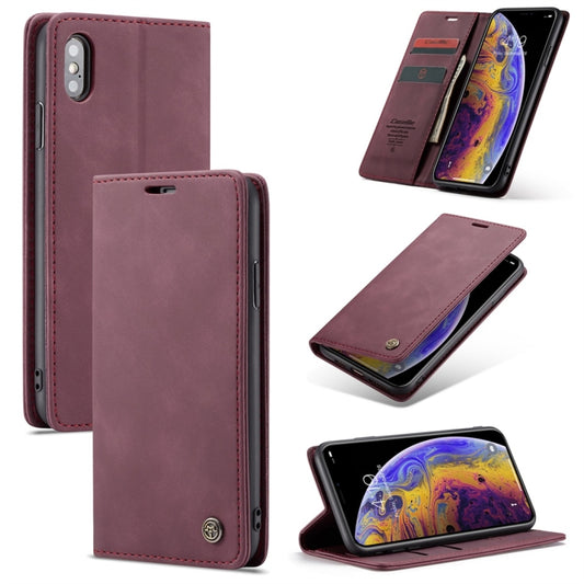 For iPhone XS Max CaseMe-013 Multifunctional Retro Frosted Horizontal Flip Leather Case with Card Slot & Holder & Wallet(Wine Red) - More iPhone Cases by CaseMe | Online Shopping South Africa | PMC Jewellery | Buy Now Pay Later Mobicred