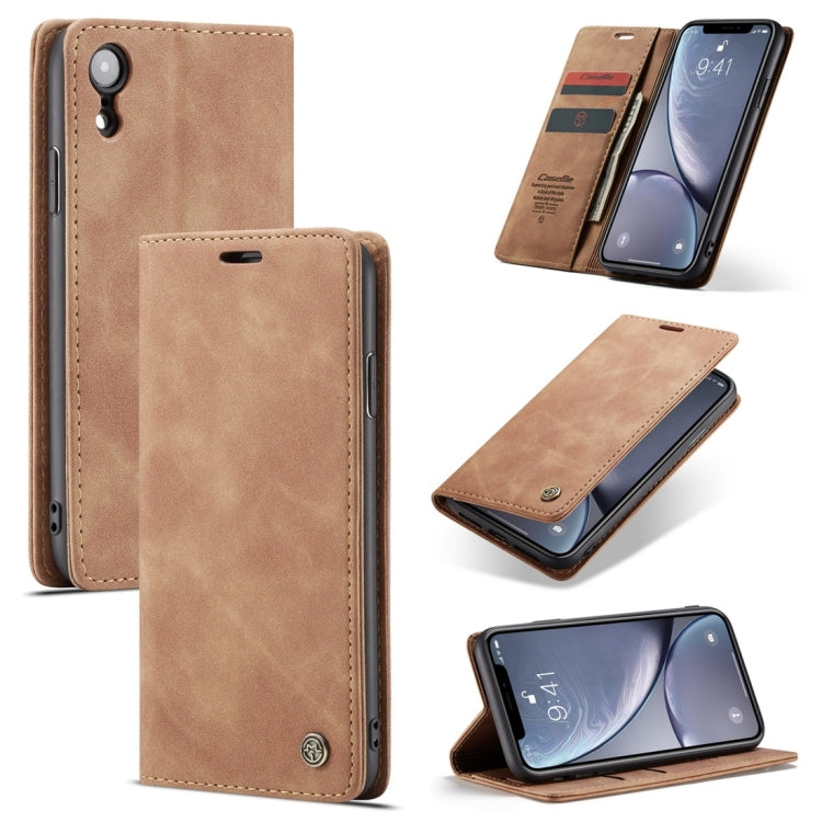 For iPhone XR CaseMe-013 Multifunctional Retro Frosted Horizontal Flip Leather Case with Card Slot & Holder & Wallet(Brown) - More iPhone Cases by CaseMe | Online Shopping South Africa | PMC Jewellery | Buy Now Pay Later Mobicred