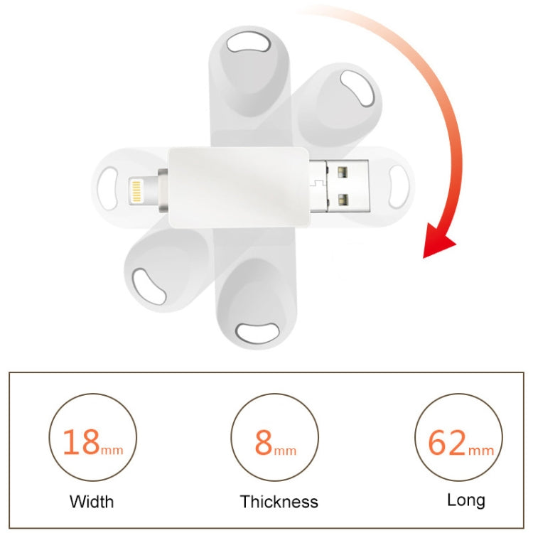 S29 3 in 1 64GB Micro USB + USB + 8 Pin Interface Metal Twister Flash Disk(Silver) - free shipping - PMC Jewellery - Order now!