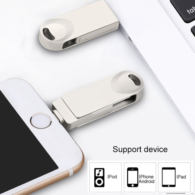 S29 3 in 1 128GB Micro USB + USB + 8 Pin Interface Metal Twister Flash Disk(Silver) - USB Flash Drives by PMC Jewellery | Online Shopping South Africa | PMC Jewellery | Buy Now Pay Later Mobicred