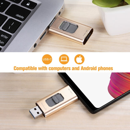 Richwell 3 in 1 16G Type-C + 8 Pin + USB 3.0 Metal Push-pull Flash Disk with OTG Function(Black) - U Disk & Card Reader by Richwell | Online Shopping South Africa | PMC Jewellery | Buy Now Pay Later Mobicred