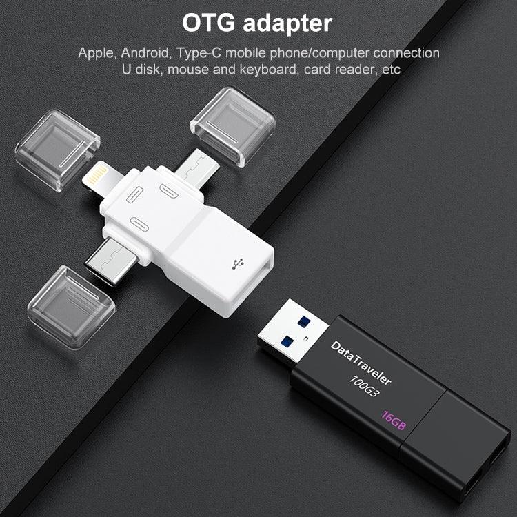 USB 2.0 to 8 Pin + USB-C / Type-C + Micro USB  OTG Adapter - Converter & Adapter by PMC Jewellery | Online Shopping South Africa | PMC Jewellery | Buy Now Pay Later Mobicred