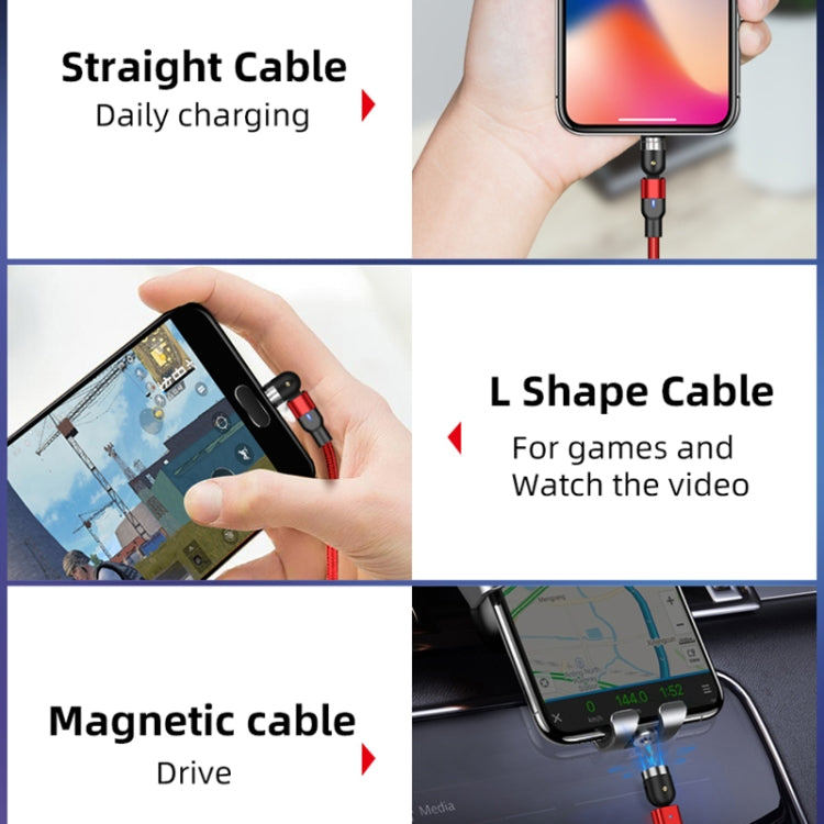 2m 2A Output 3 in 1 USB to 8 Pin + USB-C / Type-C + Micro USB Nylon Braided Rotate Magnetic Charging Cable (Purple) - Charging Cable & Head by PMC Jewellery | Online Shopping South Africa | PMC Jewellery | Buy Now Pay Later Mobicred