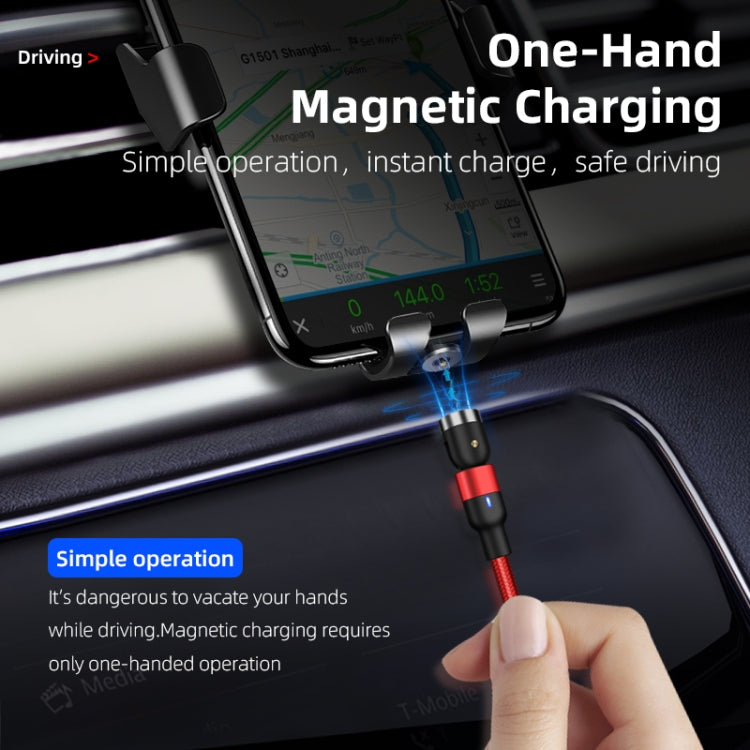 2m 2A Output 3 in 1 USB to 8 Pin + USB-C / Type-C + Micro USB Nylon Braided Rotate Magnetic Charging Cable (Red) - Charging Cable & Head by PMC Jewellery | Online Shopping South Africa | PMC Jewellery | Buy Now Pay Later Mobicred
