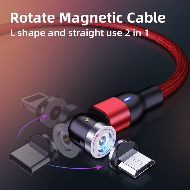 2m 2A Output 3 in 1 USB to 8 Pin + USB-C / Type-C + Micro USB Nylon Braided Rotate Magnetic Charging Cable (Red) - Charging Cable & Head by PMC Jewellery | Online Shopping South Africa | PMC Jewellery | Buy Now Pay Later Mobicred