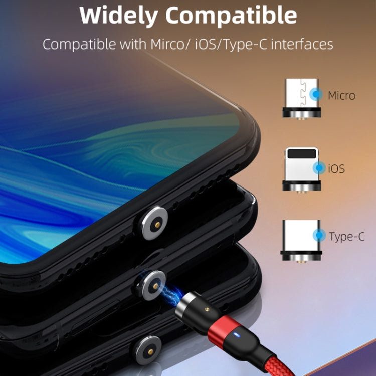 2m 2A Output 3 in 1 USB to 8 Pin + USB-C / Type-C + Micro USB Nylon Braided Rotate Magnetic Charging Cable (Red) - Charging Cable & Head by PMC Jewellery | Online Shopping South Africa | PMC Jewellery | Buy Now Pay Later Mobicred