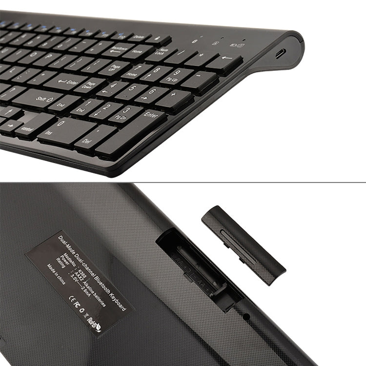 K368 Dual Mode Dual Channel 102 Keys Wireless Bluetooth Keyboard for Laptop, Notebook, Tablet and Smartphones, Support Android / iOS / Windows or An Updated Version(Silver) - Wireless Keyboard by PMC Jewellery | Online Shopping South Africa | PMC Jewellery | Buy Now Pay Later Mobicred