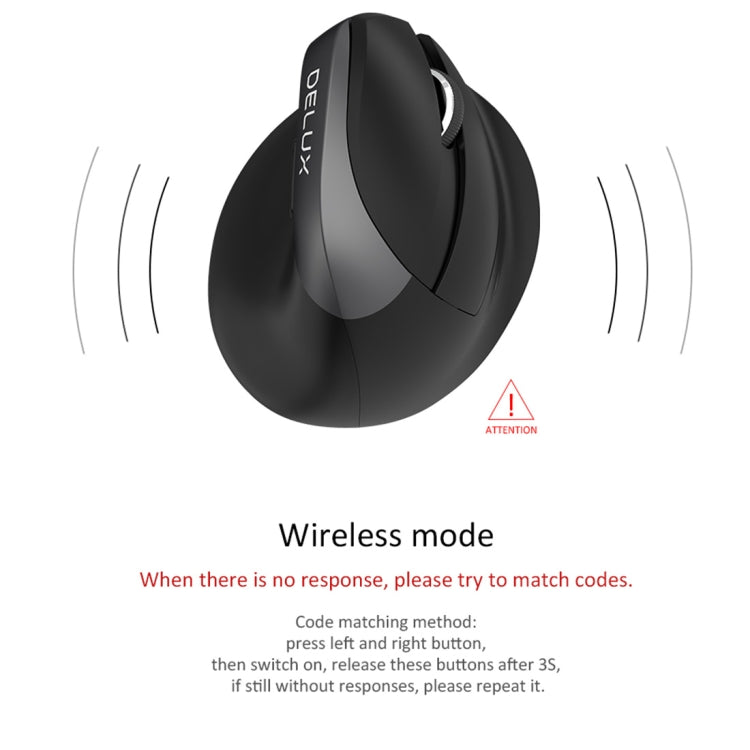 DELUX M618 Mini 2.4G Wireless 2400DPI USB Rechargeable Ergonomic Vertical Mouse(Grey) - free shipping - PMC Jewellery - Order now!